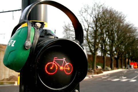 fietser, stoplicht, rood, verkeerslicht
